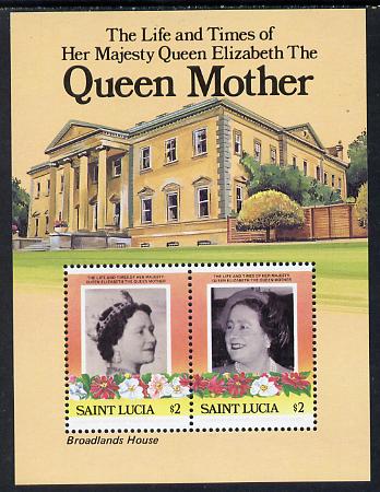 St Lucia 1985 Life & Times of HM Queen Mother (Broadlands House) m/sheet (SG MS 840) unmounted mint