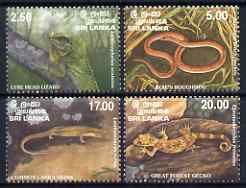 Sri Lanka 1997 Endemic Reptiles set of 4 unmounted mint, SG 1367-70, stamps on lizards, stamps on reptiles, stamps on snakes, stamps on skinks, stamps on gecko, stamps on snake, stamps on snakes, stamps on 