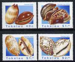 Tokelau 1996 Sea Shells set of 4 Cowries unmounted mint, SG 250-53, stamps on , stamps on  stamps on marine life, stamps on  stamps on shells