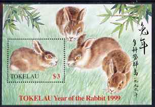 Tokelau 1999 Chinese New Year - Year of the Rabbit m/sheet unmounted mint SG MS287, stamps on , stamps on  stamps on animals, stamps on  stamps on rabbits, stamps on  stamps on chinese new year, stamps on  stamps on new year, stamps on  stamps on lunar, stamps on  stamps on lunar new year