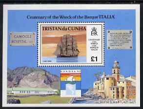 Tristan da Cunha 1992 Cent of Wreck of Barque 'Italia' m/sheet unmounted mint, SG MS538, stamps on , stamps on  stamps on ships, stamps on  stamps on shipwrecks, stamps on  stamps on 