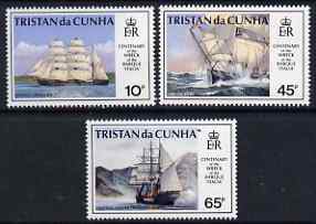 Tristan da Cunha 1992 Cent of Wreck of Barque Italia perf set of 3 unmounted mint, SG 535-37, stamps on ships, stamps on shipwrecks, stamps on 