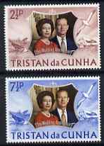 Tristan da Cunha 1972 Royal Silver Wedding set of 2 unmounted mint, SG174-75, stamps on royalty, stamps on birds, stamps on albatross, stamps on thrush