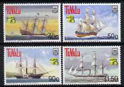 Tuvalu 1999 Australia 99 World Stamp Exhibition - Ships (6th Series) set of 4 unmounted mint, SG 832-35 , stamps on , stamps on  stamps on ships, stamps on  stamps on paddle steamer, stamps on  stamps on cook, stamps on  stamps on stamp exhibitions