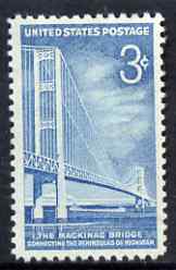 United States 1958 Mackinac Bridge commemoration 3c unmounted mint, SG 1108, stamps on , stamps on  stamps on civil engineering, stamps on  stamps on bridges