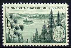 United States 1958 Centenary of Statehood of Minnesota unmounted mint, SG 1105, stamps on , stamps on  stamps on trees, stamps on  stamps on lakes