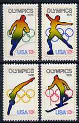 United States 1976 Olympics Games (Innsbruck & Montreal) set of 4 unmounted mint, SG 1672-75, stamps on , stamps on  stamps on sports, stamps on  stamps on olympics, stamps on  stamps on diving, stamps on  stamps on skiing, stamps on  stamps on atheltics, stamps on  stamps on running, stamps on  stamps on ice-skating, stamps on  stamps on sport