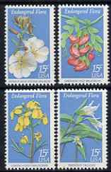 United States 1979 Endangered Flora (Persistent Trillium, Hawaiian Wild Broadbean, Contra Costa Wallflower, Antioch Dunes Evening Primrose) set of 4 unmounted mint, SG 17..., stamps on flowers, stamps on primroses