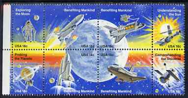 United States 1981 Space Achievements se-tenant block of 8 unmounted mint, SG 1893a, stamps on space, stamps on shuttle
