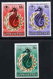 Cook Islands 1985 Pacific Conference (Seahorse) perf set of 3 unmounted mint, SG 1048-50, stamps on marine life, stamps on seahorses, stamps on 