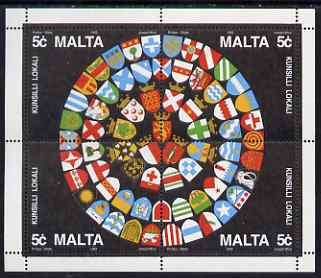 Malta 1993 Local Community Councils perf m/sheet containing 4 values forming a composite design unmounted mint SG MS 955, stamps on , stamps on  stamps on arms, stamps on  stamps on heraldry