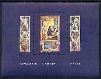 Malta 1980 Flemish Tapestries #4 - Grandmaster Perelles with Saints Jude & Simon perf m/sheet unmounted mint SG MS 640, stamps on , stamps on  stamps on arts, stamps on  stamps on masonics, stamps on  stamps on masonry