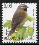Belgium 2002-09 Birds #5 Cirl Bunting 0.05 Euro unmounted mint, SG 3693b, stamps on birds    