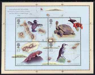 Great Britain 2009 Bicentenary of Birth of Charles Darwin perf m/sheet unmounted mint, stamps on personalities, stamps on flowers, stamps on animals, stamps on science, stamps on birds, stamps on geology, stamps on maps, stamps on turtles, stamps on reptiles, stamps on iguana, stamps on cacti, stamps on darwin