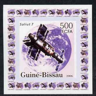 Guinea - Bissau 2006 Satellites #3 - Salyut 7 individual imperf deluxe sheet unmounted mint. Note this item is privately produced and is offered purely on its thematic appeal, stamps on space, stamps on satellites