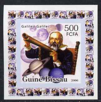 Guinea - Bissau 2006 Space Pioneers #1 - Galileo Galilei & Telescope individual imperf deluxe sheet unmounted mint. Note this item is privately produced and is offered purely on its thematic appeal, stamps on , stamps on  stamps on personalities, stamps on  stamps on space, stamps on  stamps on telescopes