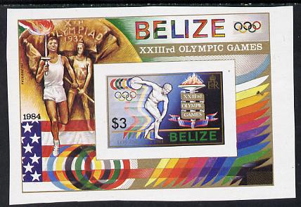 Belize 1984 Discus (Olympics) unmounted mint imperf m/sheet (SG MS 788), stamps on olympics   sport     discus, stamps on ancient greece