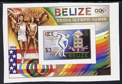 Belize 1984 Discus (Olympics) unmounted mint imperf m/sheet (SG MS 788), stamps on olympics   sport     discus, stamps on ancient greece 