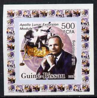 Guinea - Bissau 2006 Space Pioneers #4 - Neil Armstrong & Apollo Lunar Module individual imperf deluxe sheet unmounted mint. Note this item is privately produced and is offered purely on its thematic appeal, stamps on personalities, stamps on space, stamps on apollo