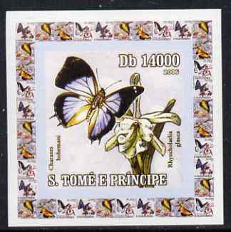 St Thomas & Prince Islands 2006 Orchids & Butterflies #1 individual imperf deluxe sheet unmounted mint. Note this item is privately produced and is offered purely on its ..., stamps on orchids, stamps on flowers, stamps on butterfles