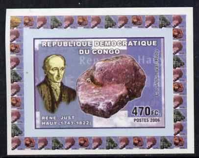 Congo 2006 Minerals & Mineralogists #1 - Rene-Just Hauy & Ruby individual imperf deluxe sheet unmounted mint. Note this item is privately produced and is offered purely on its thematic appeal, stamps on personalities, stamps on minerals