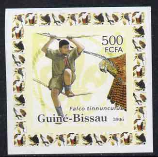 Guinea - Bissau 2006 Scouts & Birds of Prey #1 individual imperf deluxe sheet unmounted mint. Note this item is privately produced and is offered purely on its thematic appeal, stamps on , stamps on  stamps on scouts, stamps on  stamps on birds, stamps on  stamps on birds of prey