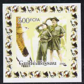 Guinea - Bissau 2006 Scouts & Birds of Prey #3 individual imperf deluxe sheet unmounted mint. Note this item is privately produced and is offered purely on its thematic appeal, stamps on , stamps on  stamps on scouts, stamps on  stamps on birds, stamps on  stamps on birds of prey