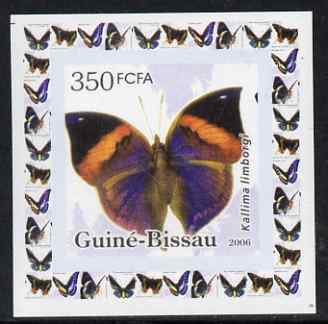 Guinea - Bissau 2006 Butterflies #2 - Kallima limborgi individual imperf deluxe sheet unmounted mint. Note this item is privately produced and is offered purely on its th..., stamps on butterflies