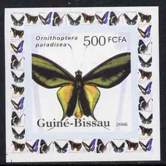 Guinea - Bissau 2006 Butterflies #4 - Ornithoptera paradisea individual imperf deluxe sheet unmounted mint. Note this item is privately produced and is offered purely on ..., stamps on butterflies