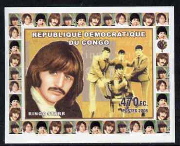 Congo 2006 Beatles #4 - Ringo Starr individual imperf deluxe sheet unmounted mint. Note this item is privately produced and is offered purely on its thematic appeal