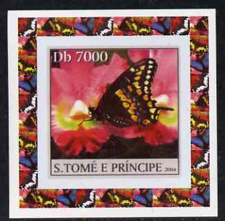 St Thomas & Prince Islands 2004 Butterflies #1 individual imperf deluxe sheet unmounted mint. Note this item is privately produced and is offered purely on its thematic a..., stamps on butterflies