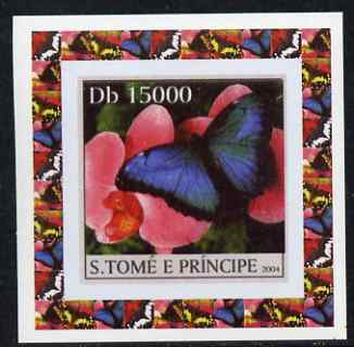 St Thomas & Prince Islands 2004 Butterflies #3 individual imperf deluxe sheet unmounted mint. Note this item is privately produced and is offered purely on its thematic a..., stamps on butterflies