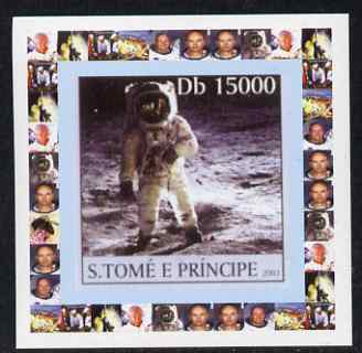 St Thomas & Prince Islands 2003 Apollo 11 #3 - On the Moon individual imperf deluxe sheet unmounted mint. Note this item is privately produced and is offered purely on its thematic appeal, stamps on , stamps on  stamps on space, stamps on  stamps on apollo