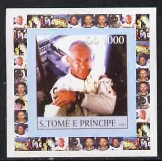 St Thomas & Prince Islands 2003 Apollo 11 #4 - Buzz Aldrin individual imperf deluxe sheet unmounted mint. Note this item is privately produced and is offered purely on its thematic appeal, stamps on , stamps on  stamps on space, stamps on  stamps on apollo