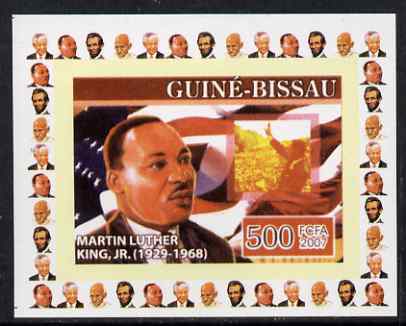 Guinea - Bissau 2007 Humanitarians #3 - Martin Luther King individual imperf deluxe sheet unmounted mint. Note this item is privately produced and is offered purely on its thematic appeal, stamps on , stamps on  stamps on personalities, stamps on  stamps on human rights, stamps on  stamps on peace, stamps on  stamps on nobel, stamps on  stamps on racism