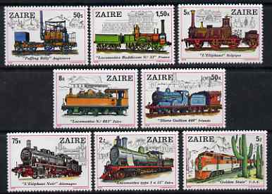 Zaire 1980 Locomotives perf set of 8 unmounted mint SG 977-84, stamps on , stamps on  stamps on railways