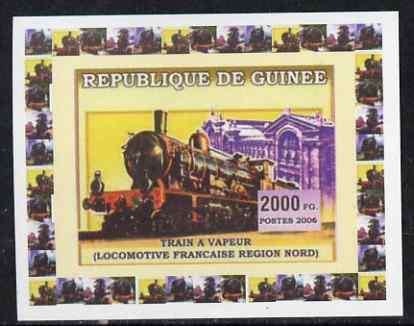 Guinea - Conakry 2006 Steam Trains - French North Region individual imperf deluxe sheet unmounted mint. Note this item is privately produced and is offered purely on its ..., stamps on railways