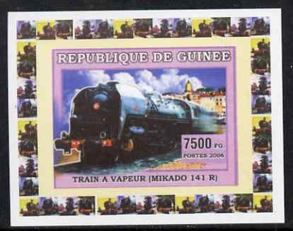 Guinea - Conakry 2006 Steam Trains - Mikado individual imperf deluxe sheet unmounted mint. Note this item is privately produced and is offered purely on its thematic appe..., stamps on railways