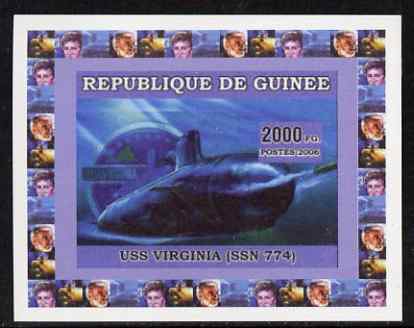 Guinea - Bissau 2006 Submarines #1 - USS Virginia individual imperf deluxe sheet unmounted mint. Note this item is privately produced and is offered purely on its thematic appeal, stamps on , stamps on  stamps on ships, stamps on  stamps on submarines