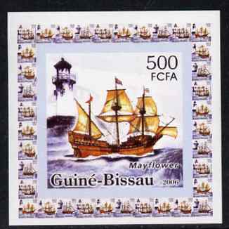 Guinea - Bissau 2006 Ships & Lighthouses #2 - Mayflower individual imperf deluxe sheet unmounted mint. Note this item is privately produced and is offered purely on its thematic appeal, stamps on , stamps on  stamps on ships, stamps on  stamps on lighthouses