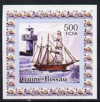 Guinea - Bissau 2006 Ships & Lighthouses #3 - Barkentina individual imperf deluxe sheet unmounted mint. Note this item is privately produced and is offered purely on its thematic appeal, stamps on ships, stamps on lighthouses