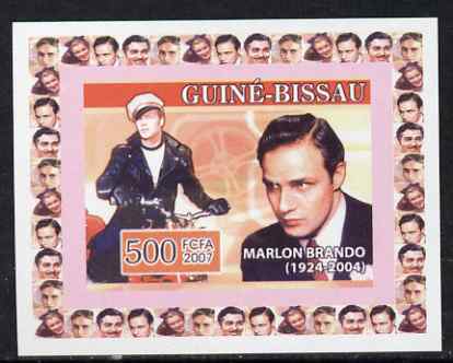 Guinea - Bissau 2007 Cinema Stars #4 - Marlon Brando individual imperf deluxe sheet unmounted mint. Note this item is privately produced and is offered purely on its thematic appeal, stamps on personalities, stamps on films, stamps on cinema, stamps on movies, stamps on motorbikes