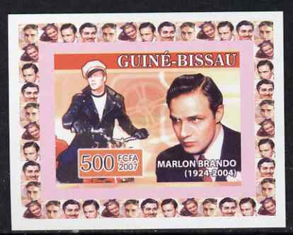 Guinea - Bissau 2007 Cinema Stars #4 - Marlon Brando individual imperf deluxe sheet unmounted mint. Note this item is privately produced and is offered purely on its thematic appeal, stamps on , stamps on  stamps on personalities, stamps on  stamps on films, stamps on  stamps on cinema, stamps on  stamps on movies, stamps on  stamps on motorbikes