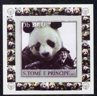 St Thomas & Prince Islands 2003 Pandas (with Lady Baden-Powell) #2 individual imperf deluxe sheet unmounted mint as Mi 2149, stamps on scouts, stamps on animals, stamps on bears, stamps on pandas