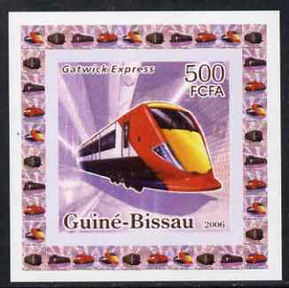 Guinea - Bissau 2006 Famous Trains #1 - Gatwick Express individual imperf deluxe sheet unmounted mint. Note this item is privately produced and is offered purely on its thematic appeal, stamps on , stamps on  stamps on railways