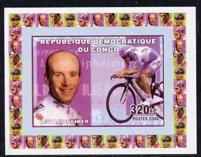 Congo 2006 Famous Cyclists #4 - Levi Leipheimer individual imperf deluxe sheet unmounted mint, stamps on personalities, stamps on sport, stamps on bicycles