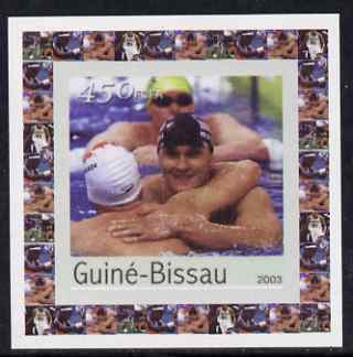 Guinea - Bissau 2003 Athens Olympic Games #3 - Swimming individual imperf deluxe sheet unmounted mint as Mi 2066, stamps on , stamps on  stamps on sport, stamps on  stamps on olympics, stamps on  stamps on swimming