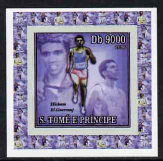 St Thomas & Prince Islands 2006 Olympic Gold Medalists #4 - Hicham El Guerrouj (Running) individual imperf deluxe sheet unmounted mint. Note this item is privately produced and is offered purely on its thematic appeal , stamps on sport, stamps on olympics, stamps on personalities, stamps on running