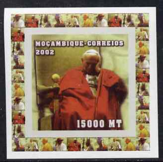 Mozambique 2002 Pope John Paul II #2 individual imperf deluxe sheet unmounted mint as Yv 2055, stamps on , stamps on  stamps on personalities, stamps on  stamps on pope, stamps on  stamps on religion