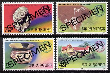 St Vincent 1976 National Trust set of 4 (Artefacts, etc) opt'd Specimen unmounted mint, as SG 498-501*, stamps on , stamps on  stamps on artefacts   folklore